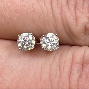 Certified 0.60 Carat Diamond 18k White Gold Stud Earrings ~ Dainty Studs